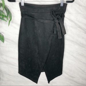 Blanc De Blanc Suede Pencil Skirt Small